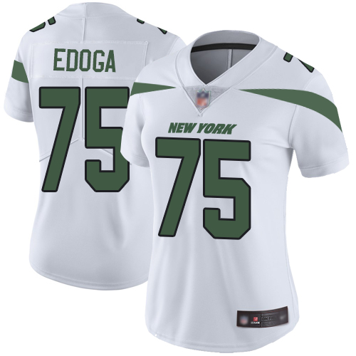 New York Jets Limited White Women Chuma Edoga Road Jersey NFL Football #75 Vapor Untouchable->women nfl jersey->Women Jersey
